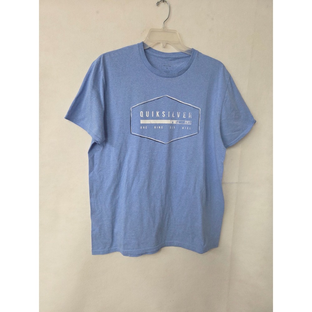 Quiksilver Graphic T-Shirt Women XL Blue Heather Regular Fit Short Sleeve Logo